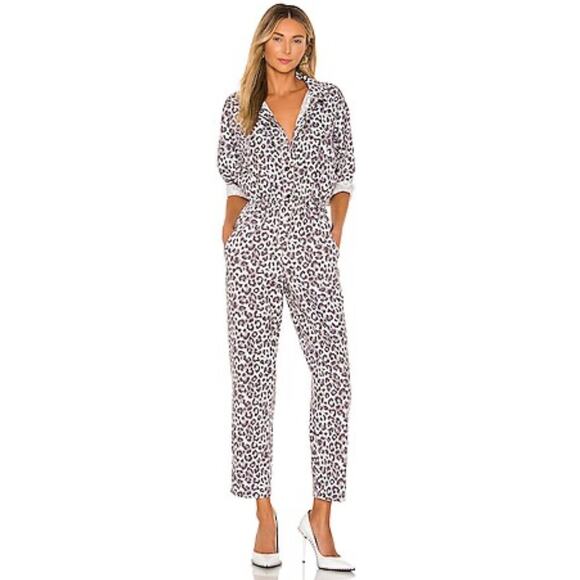 Overlover Hope Canvas Jumpsuit Boilersuit Lilac Leopard Medium Revolve - Picture 1 of 12